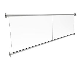 Balkon francuski szklany zestaw 250 × 110 cm | szkło bezpieczne bezbarwne stal nierdzewna fi 42.4