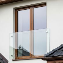 Balkon francuski szklany na rotulach - okno 100 cm - szkło bezpieczne 55.2 bezbarwne - styropian 20cm zestaw montażowy