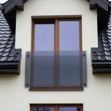 Balkon francuski szklany na rotulach - okno 90 cm - szkło bezpieczne 55.2 grafitowe - styropian 20cm zestaw montażowy